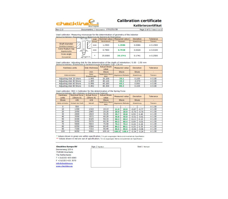 Cic-Duro Etalonnage duromètre