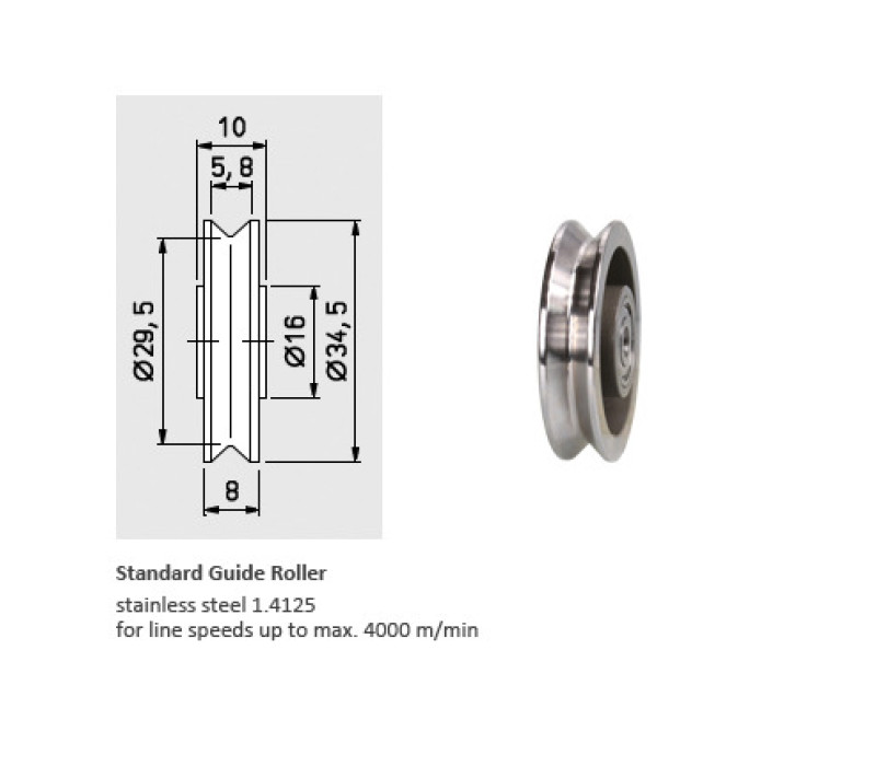 Standard Roller DTSL DTXL -Vitesse de débit v max. … m/min 4000 / Acier NiRo 1.4125 (Ø max. 4 mm)
