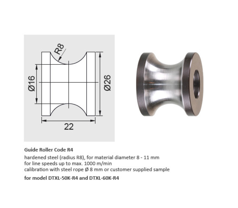 Code R4 - Vitesse de débit v max. … m/min 1000 / Acier trempé (rayon R8), pour diamètres de matériaux 8 – 11 mm