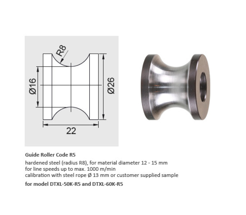 Code R5 - Vitesse de débit v max. … m/min 1000 / Acier trempé (rayon R8), pour diamètres de matériaux 12 – 15 mm