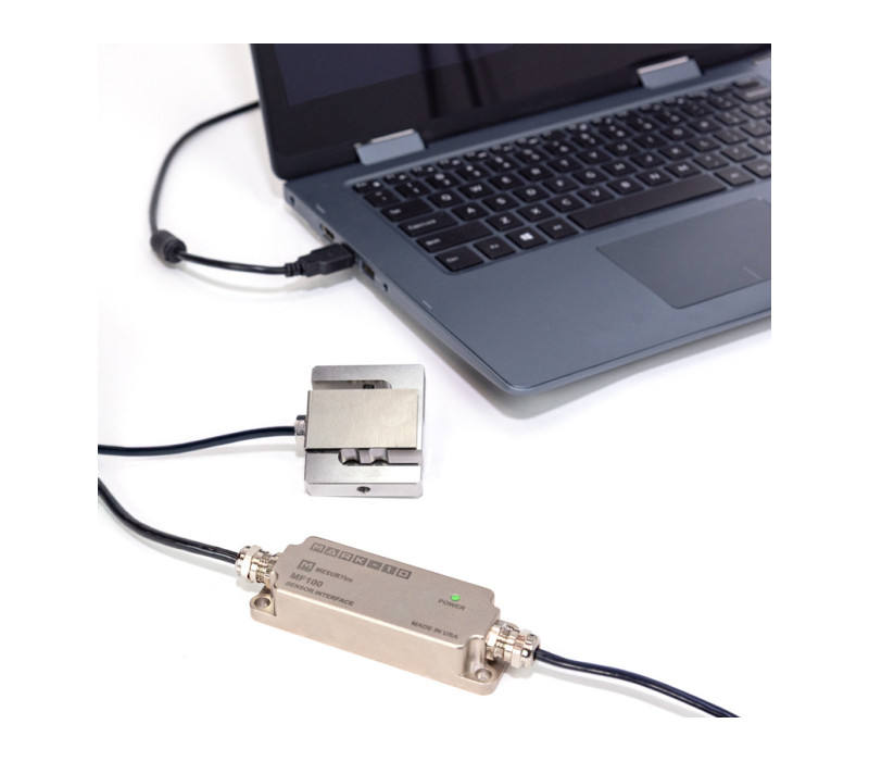 MF100 connecté à un capteur et à un ordinateur portable